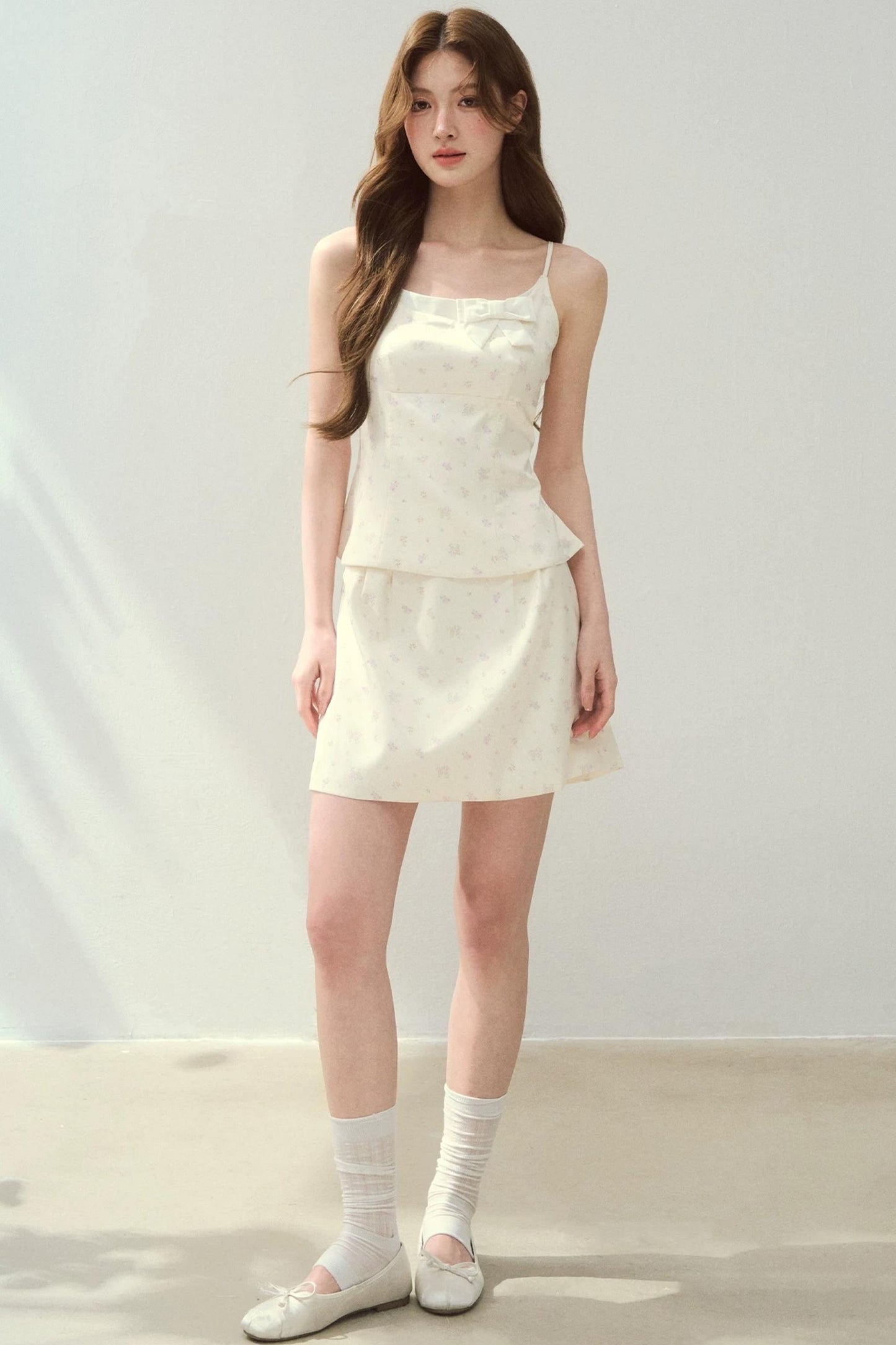 Satin Floral Camisole Skirt Set-Up