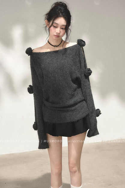 Asymmetrical Wool Mohair Knit Top