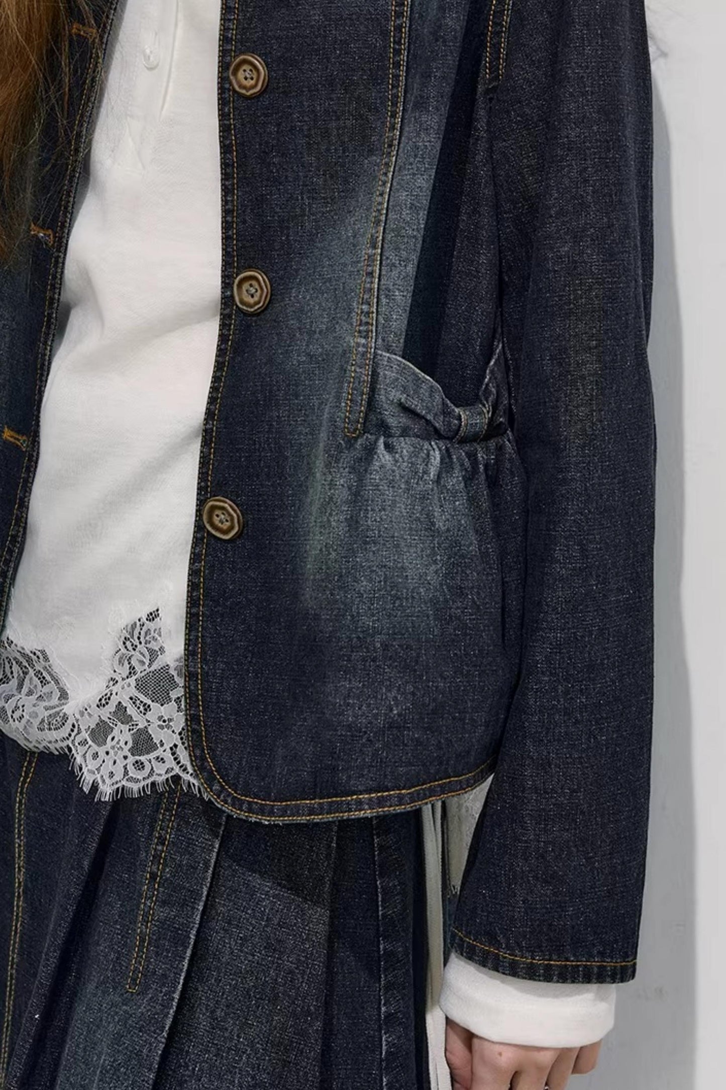 College-Style Denim Jacket Set