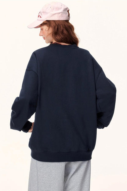 Graffiti Embroidered Color-Blocked Sweater