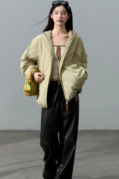 Retro Print Wide-leg Leather Pants