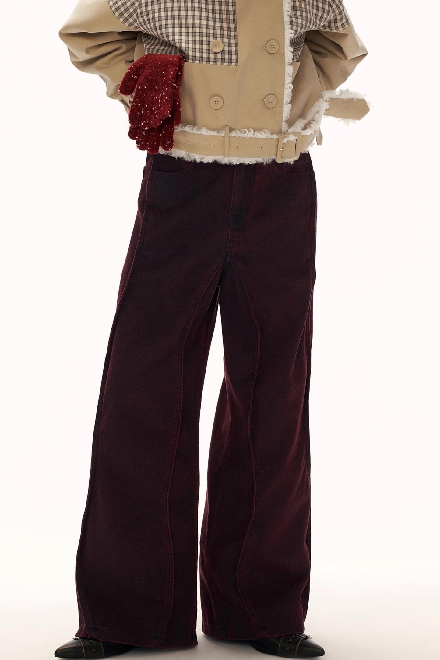 Red Wave Denim Pants