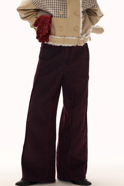 Red Wave Denim Pants