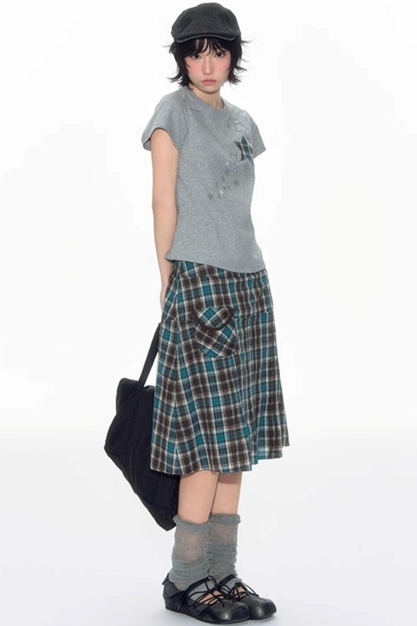 Star Patch Embroidered Short Sleeve Top