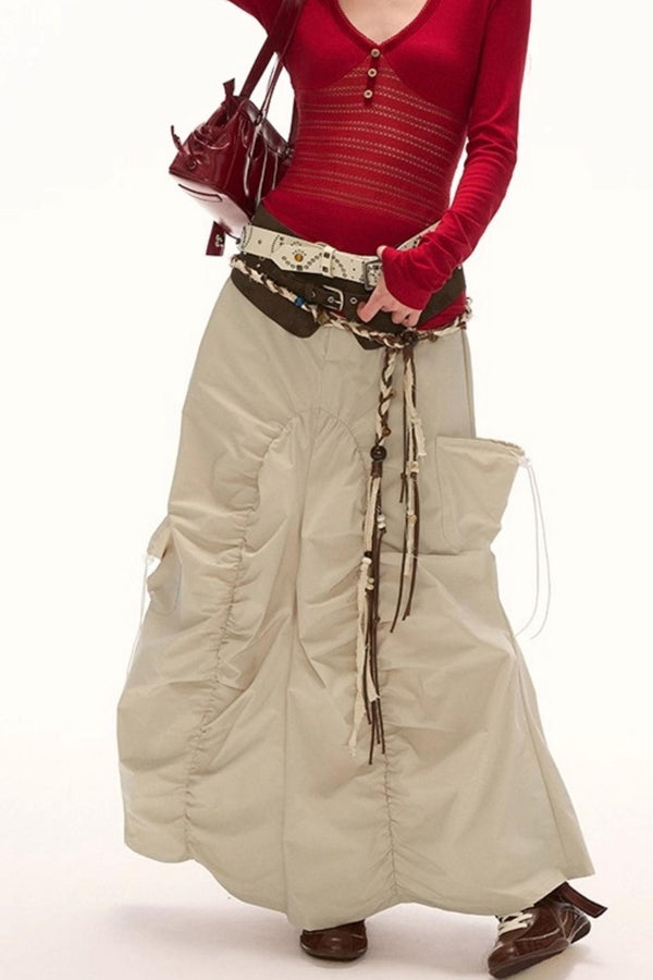 Functional Irregular Hem Black Skirt