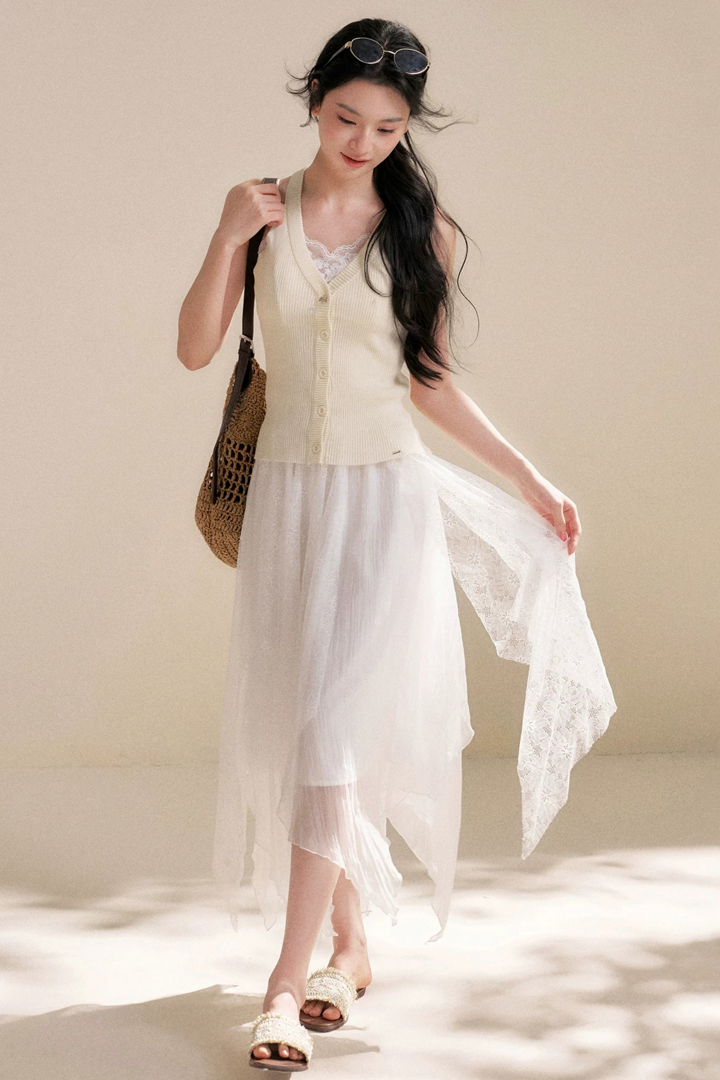 Romantic Asymmetrical Lace Skirt
