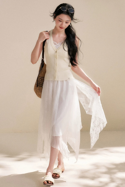 Romantic Asymmetrical Lace Skirt