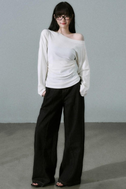 Lyocell Wool Off-Shoulder Top