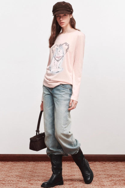 Love Cat Long-Sleeved T-Shirt