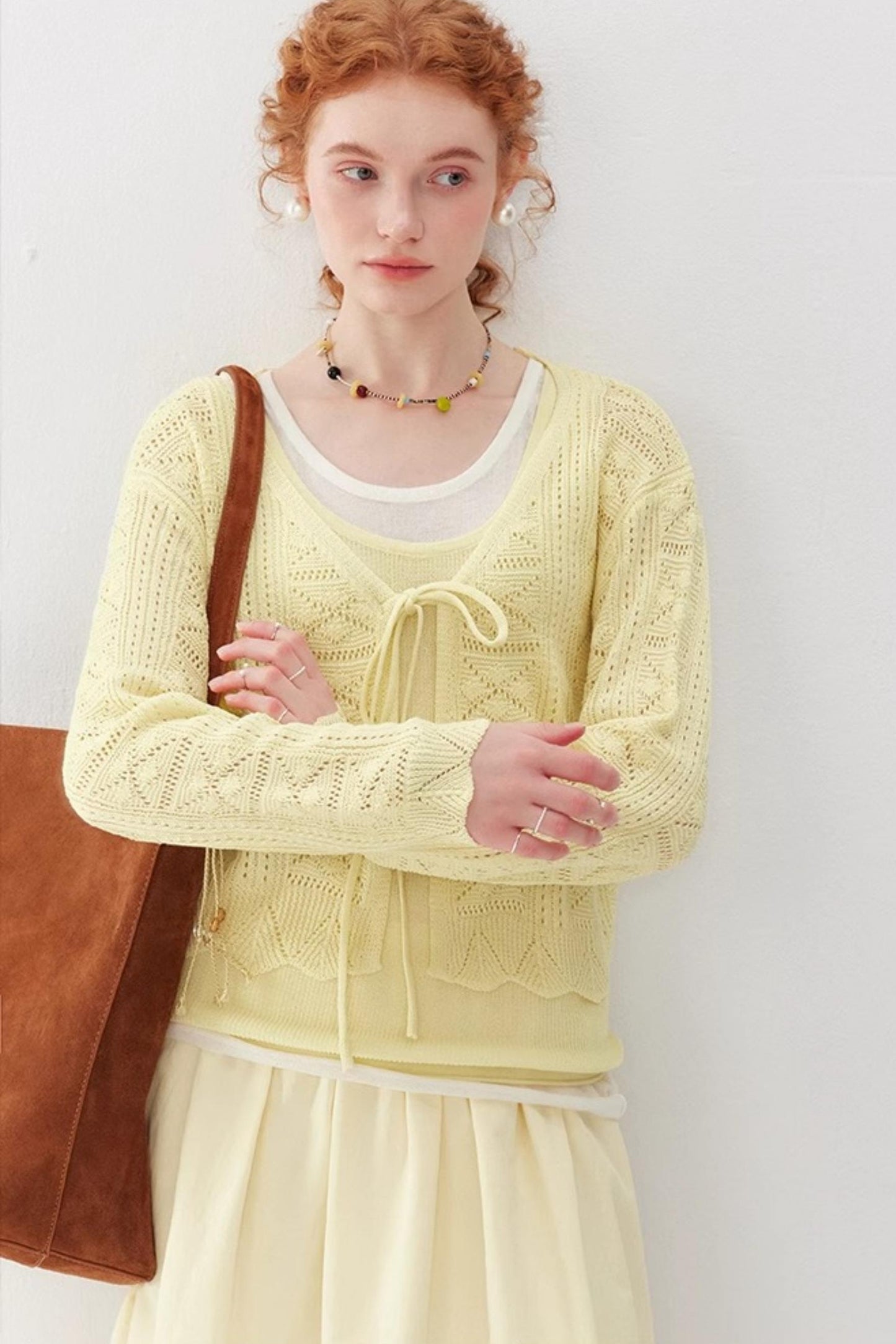 V-Neck Knit Sweater Cardigan