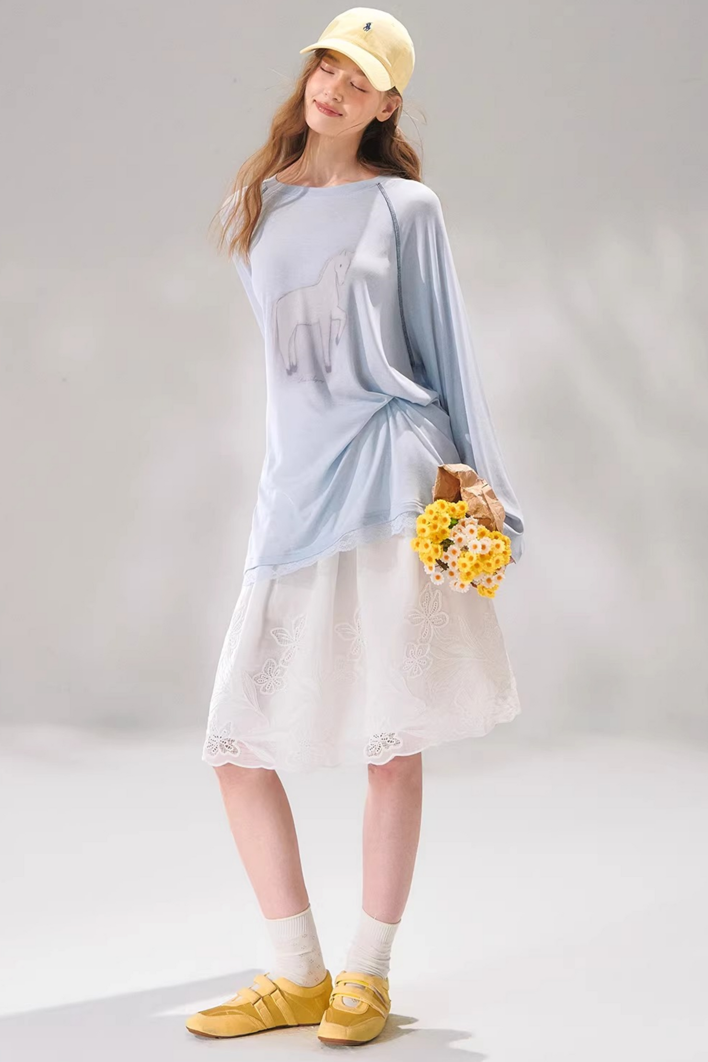 Tencel Wool Lace Patchwork Top
