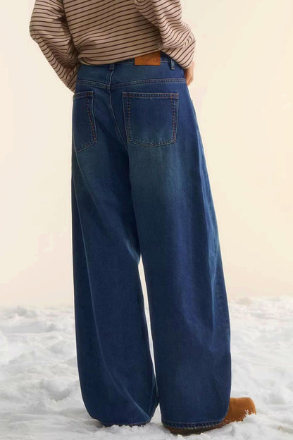 Brushed Distressed Retro Jeans