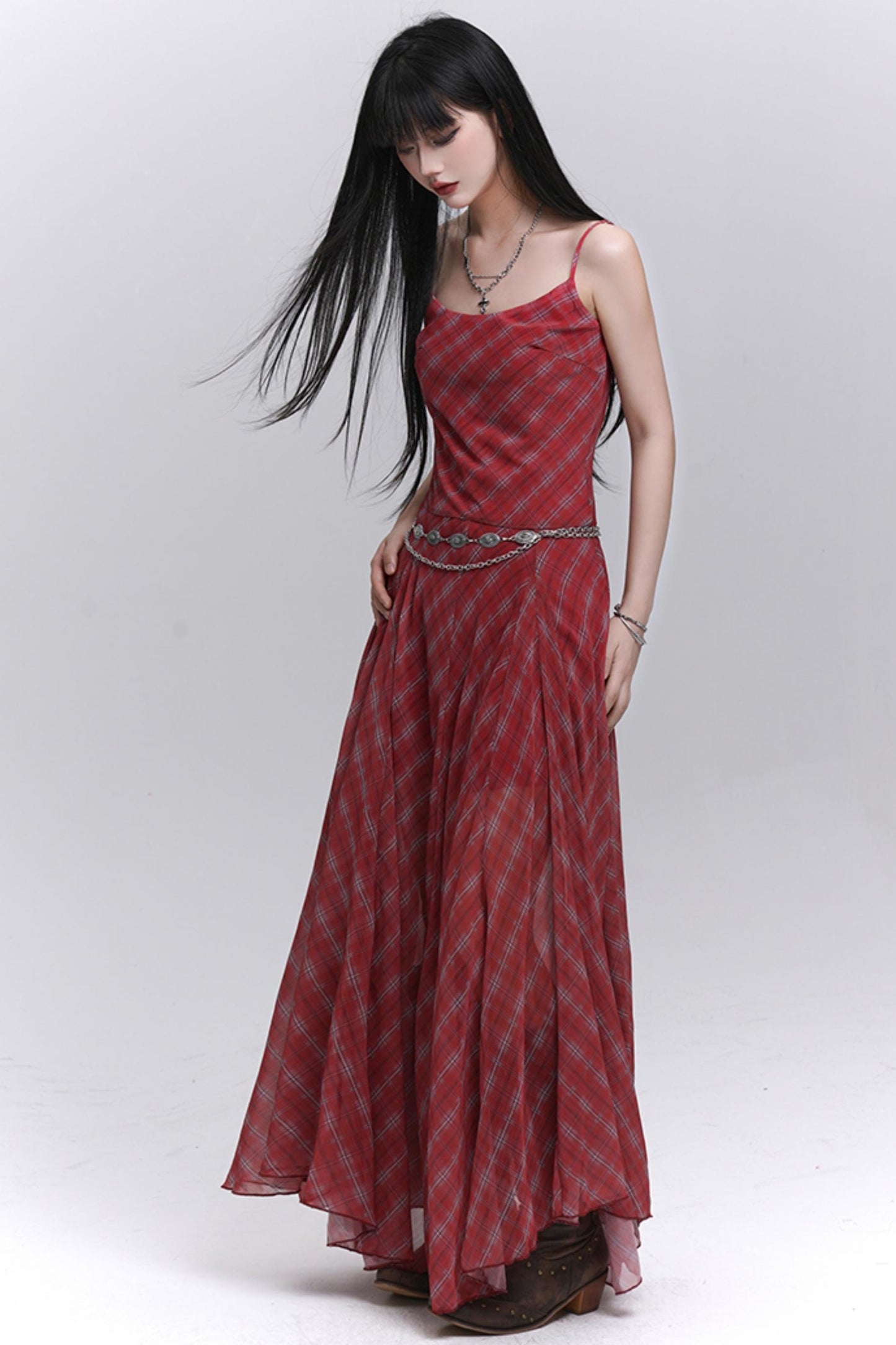 Pink Plaid Halter Dress