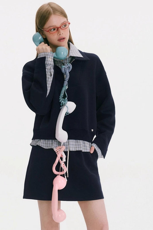 Layered Check Sweatshirt Set-Up