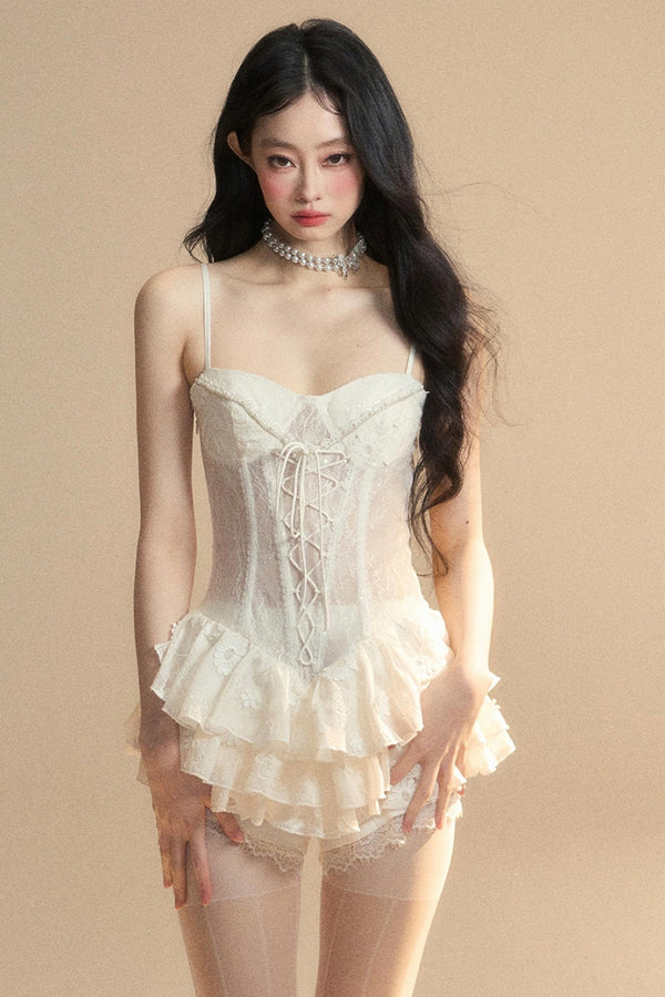 Strap Lace Mini Dress