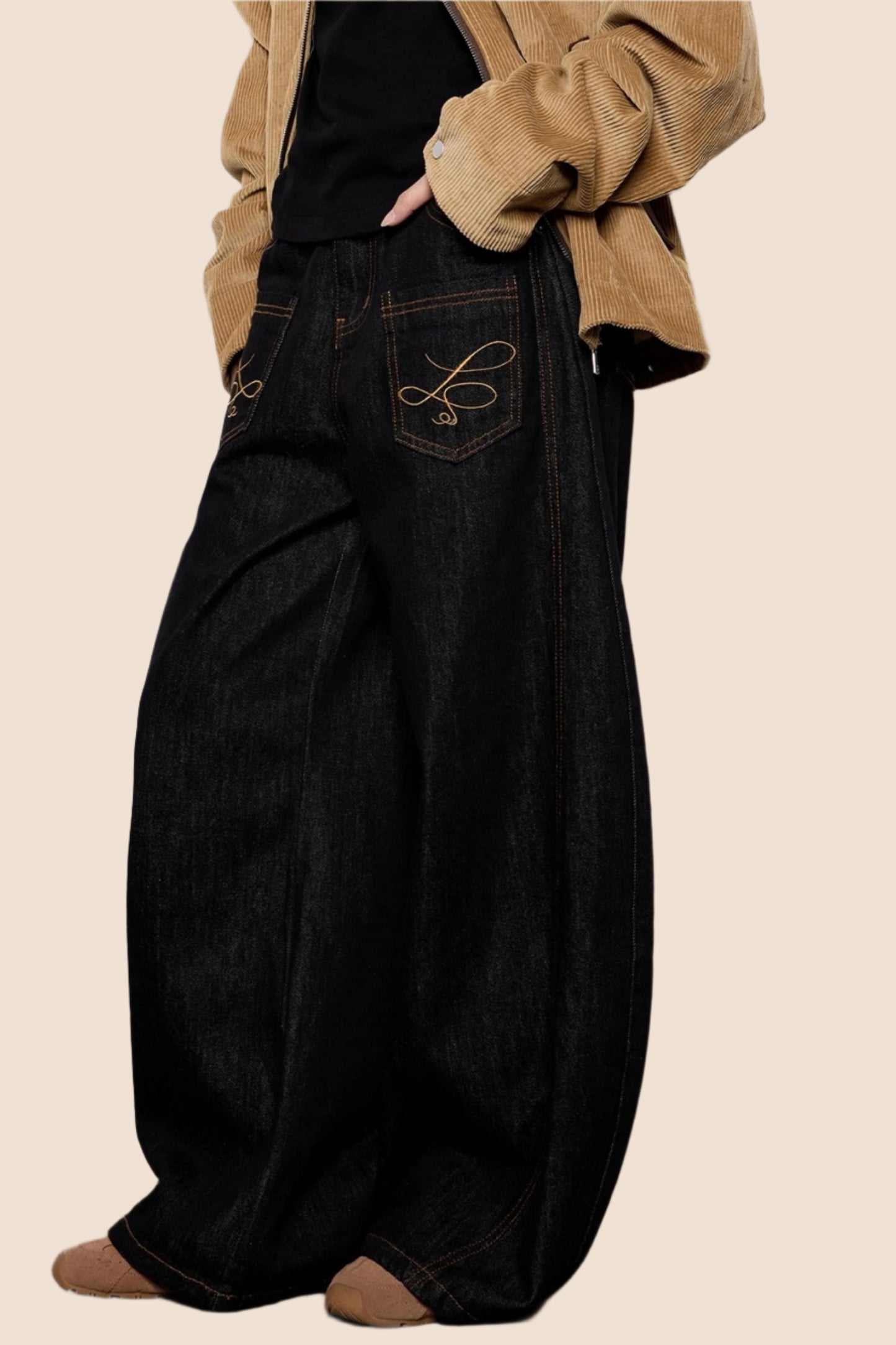 Casual Cow Color Embroidered Jeans