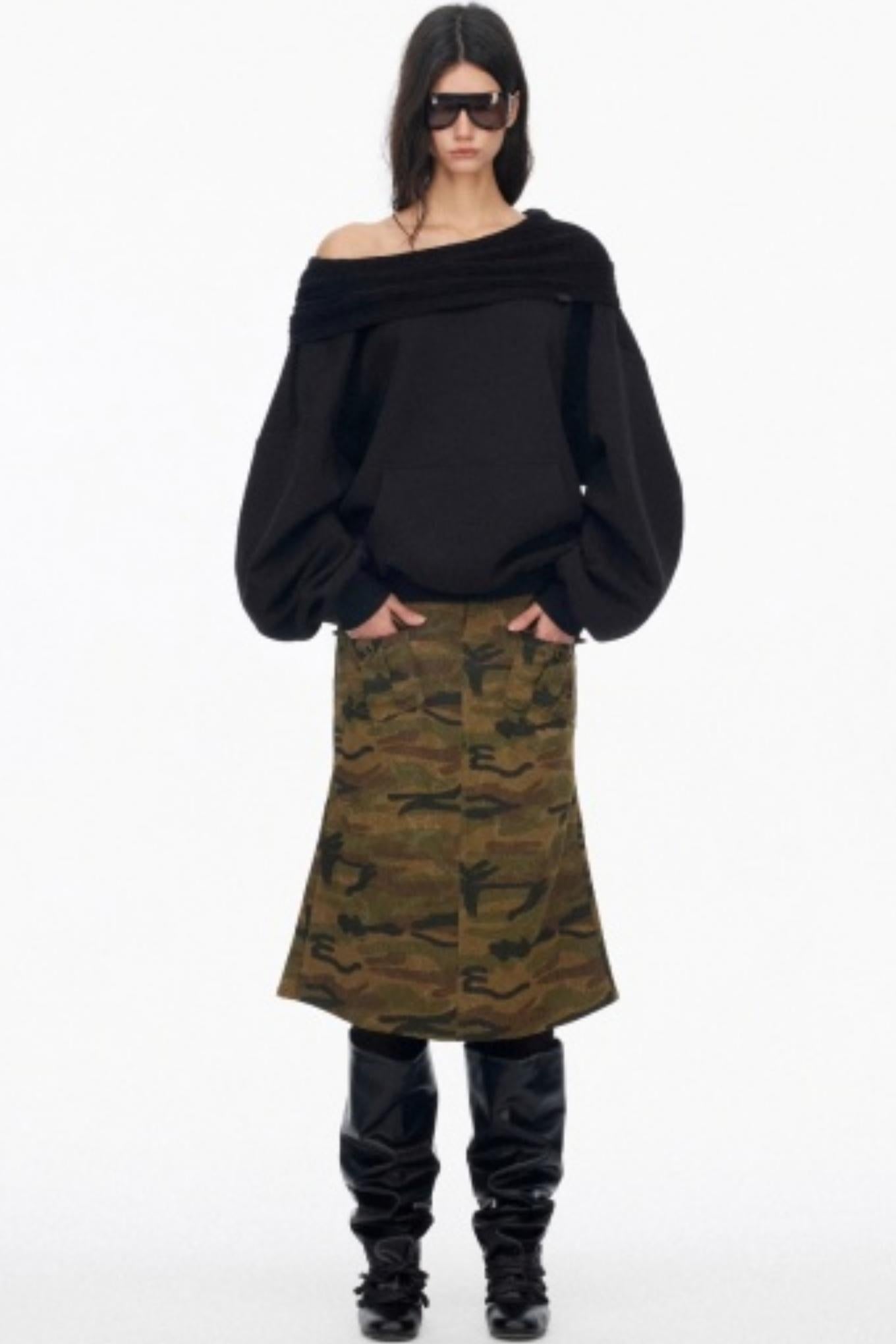 Vintage Camouflage Slimming Mermaid Skirt