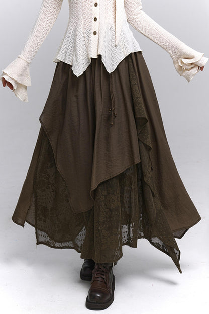 Artistic Brown Long Skirt