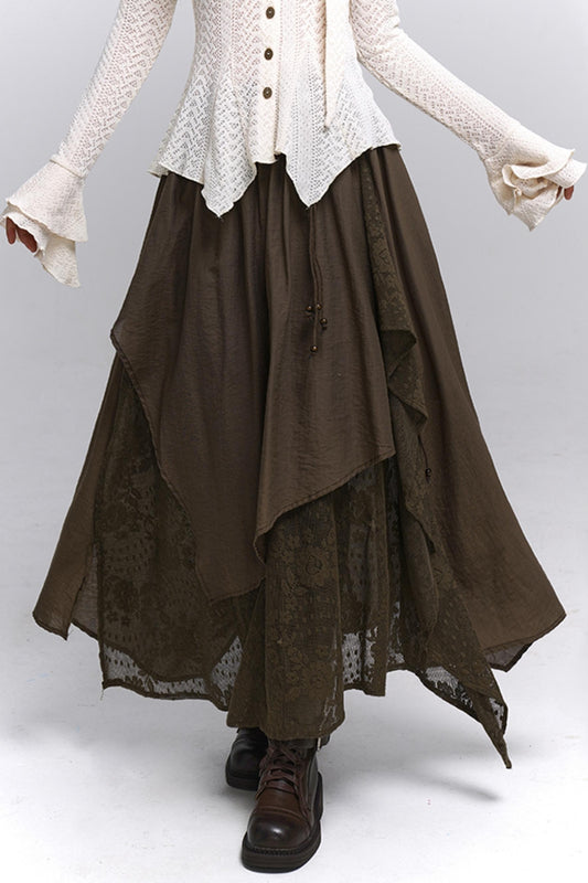 Artistic Brown Long Skirt