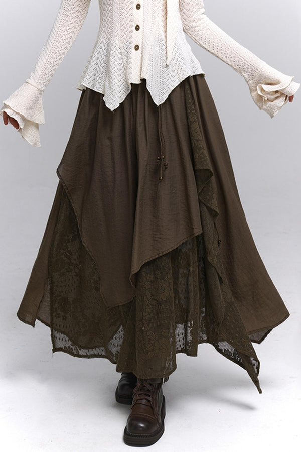 Artistic Brown Long Skirt