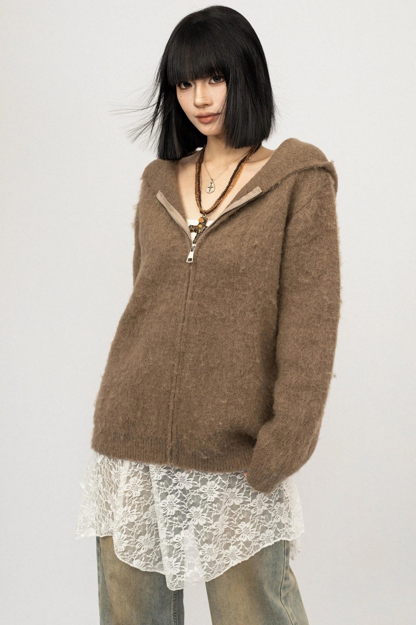 American Loose Hoodie Cardigan