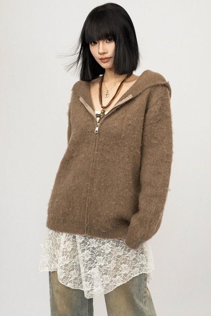 American Loose Hoodie Cardigan