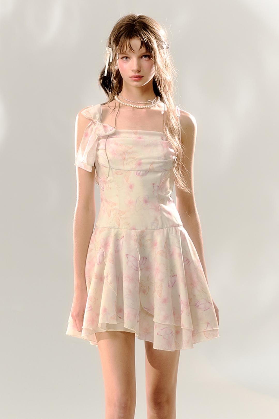 Love Butterfly Floral Waist Dress