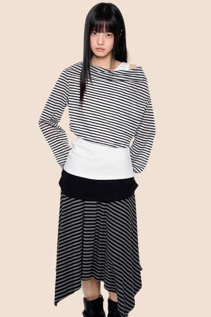 Gestreifte asymmetrische leichte Bluse