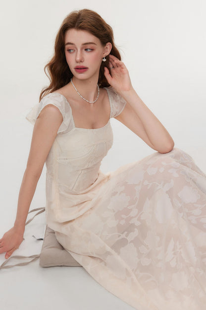 Slim Fit Square Neck Jacquard Dress