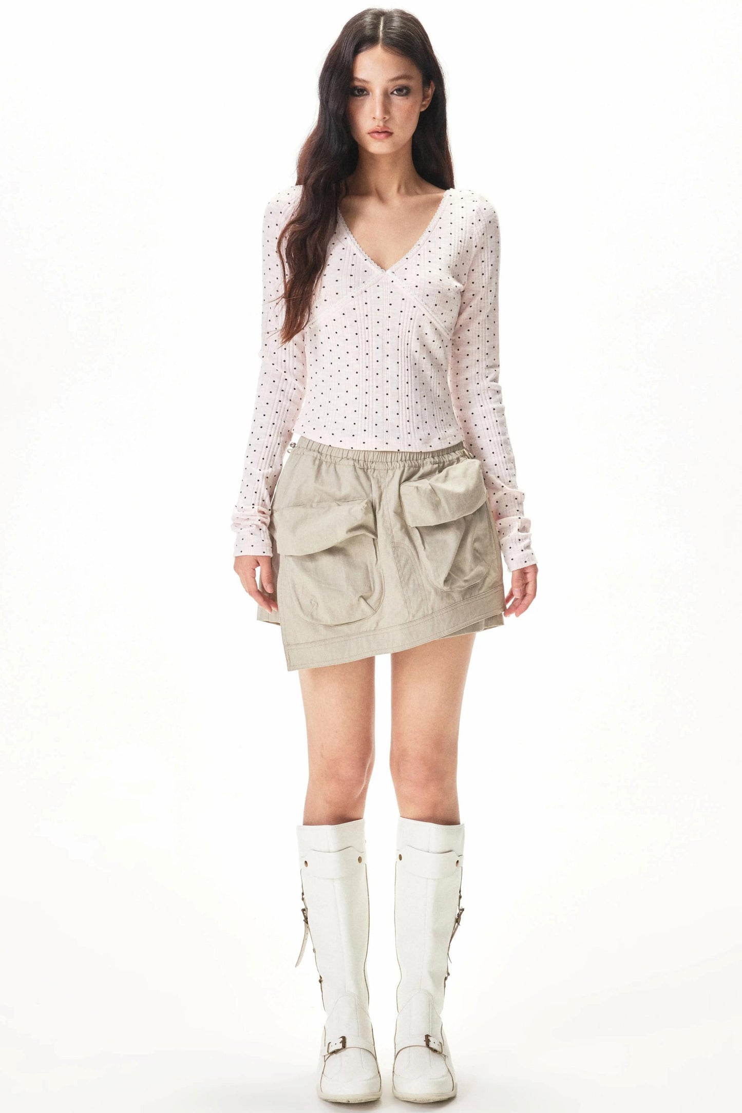 세로 스트라이프 물방울 탑