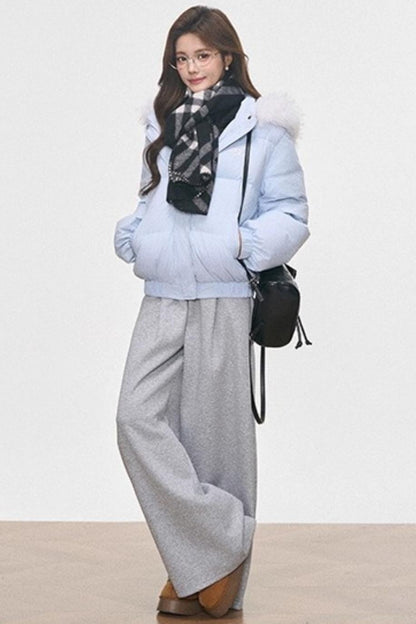 Hooded Cotton Collar Jacket Set-Up