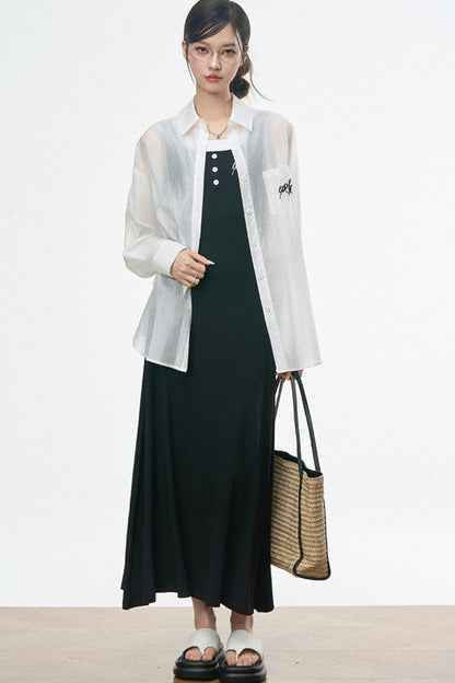 Summer Halter Maxi Dress With Shirt Set-Up