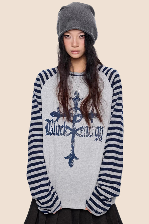 Striped Retro Drop-Shoulder Top