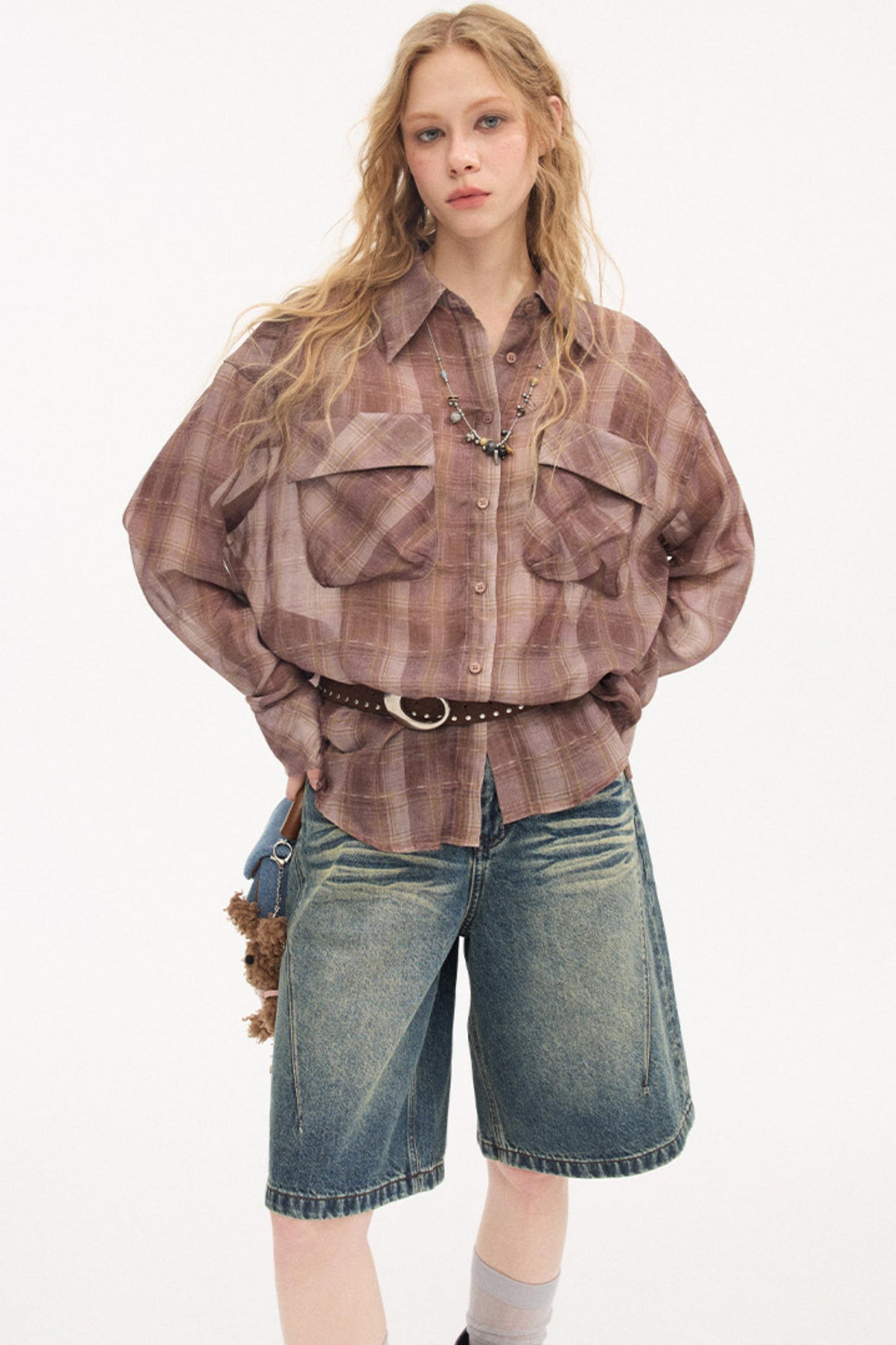 Distressed Denim Split Shorts