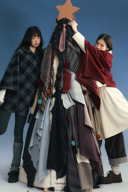 Plaid Cape Winter Coat