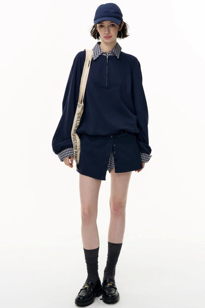 Patchwork Pullover Sweatshirt Set-Up