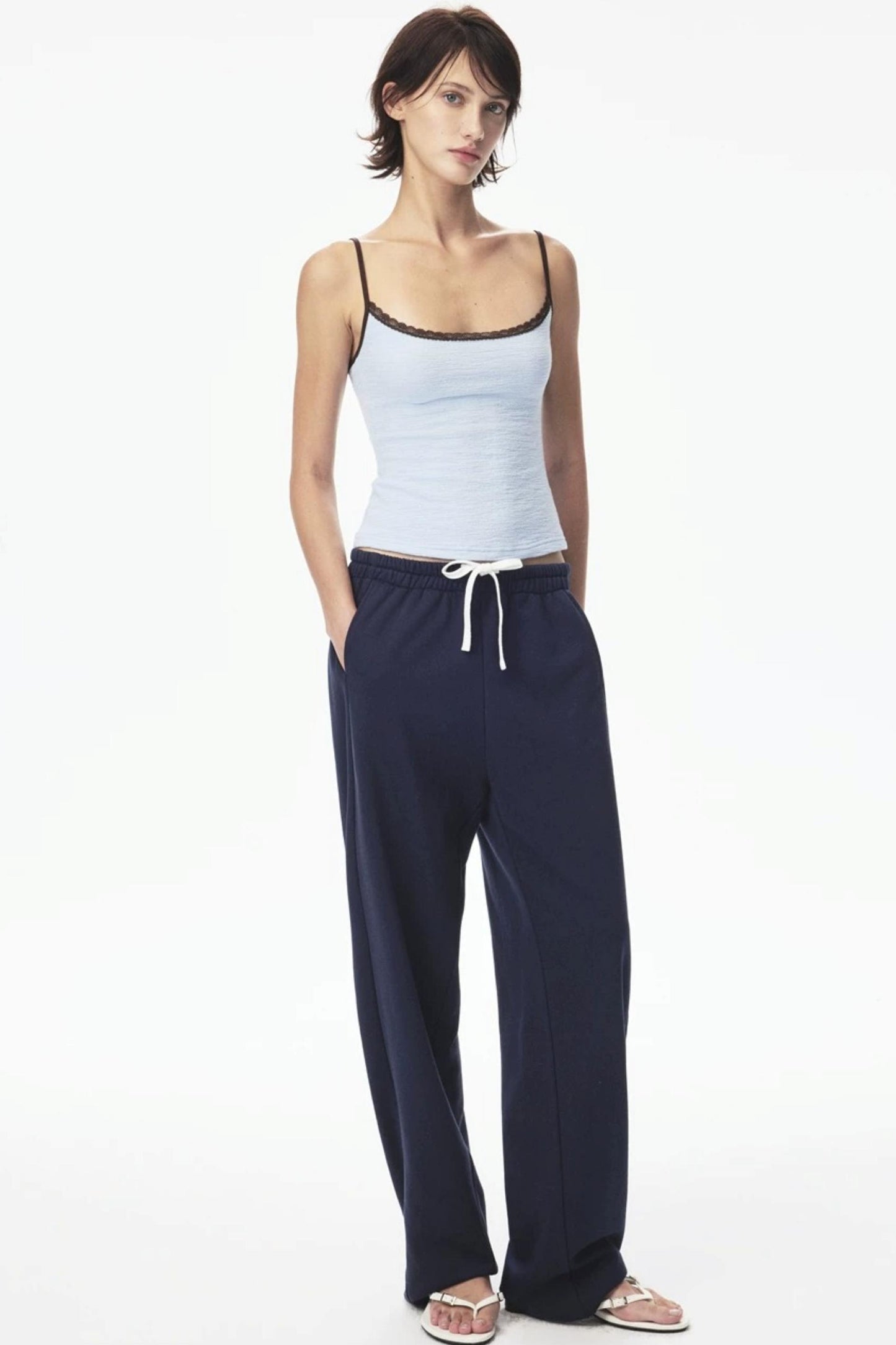 Canotta in pizzo con color-blocking