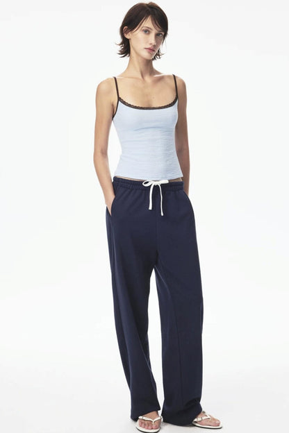 Canotta in pizzo con color-blocking