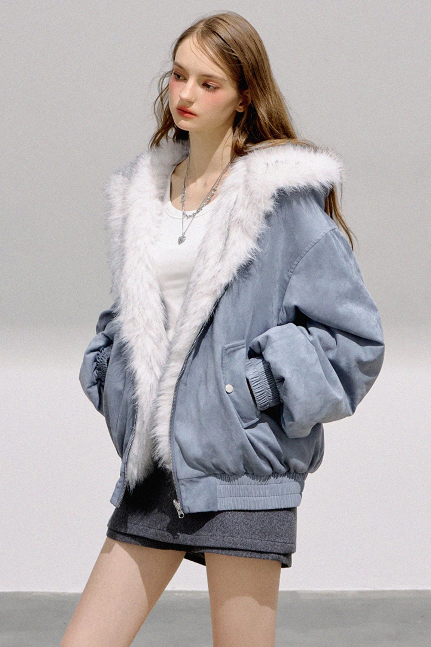 Glacier Blue Reversible Plush Jacket