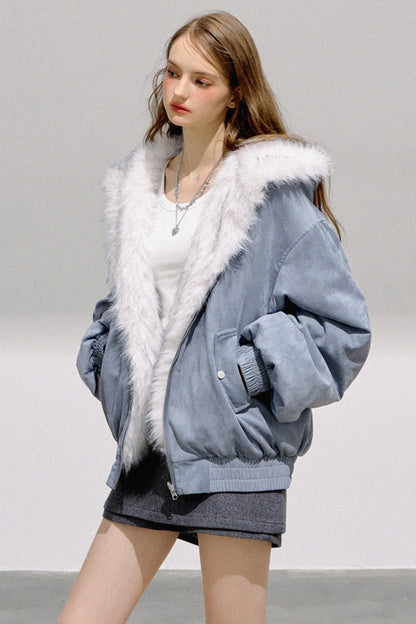 Glacier Blue Reversible Plush Jacket