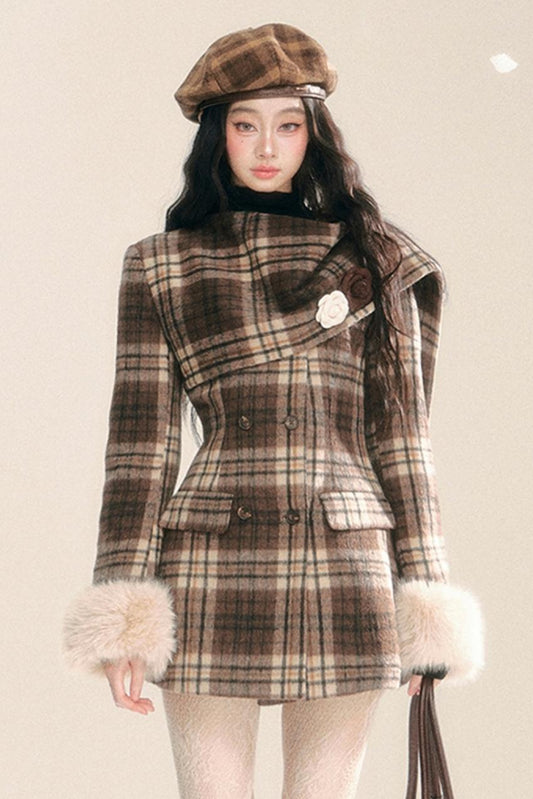 Korean Checked Woolen Jacket