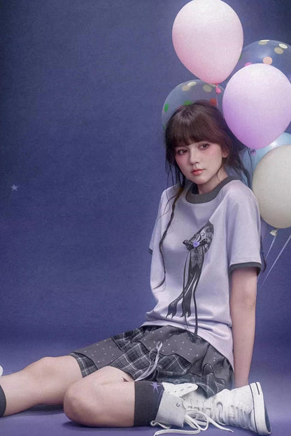 Gray Plaid Pumpkin Pants Skirt