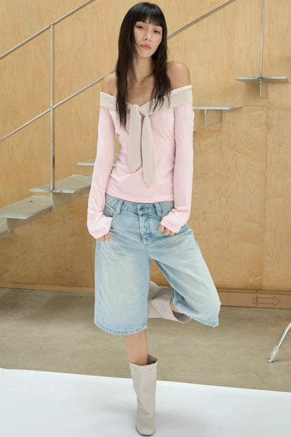 One-shoulder Striped Top