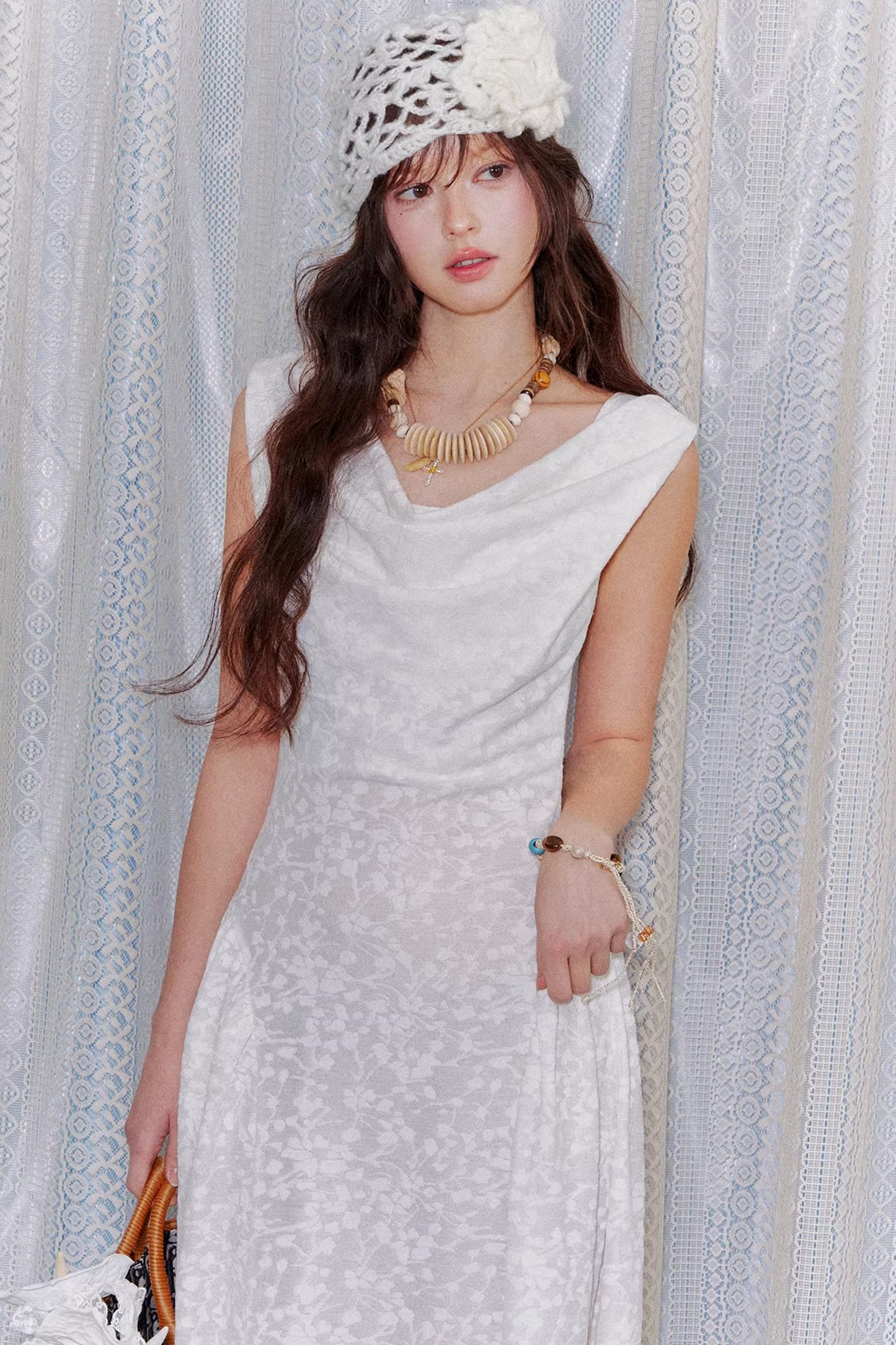 Off-White Lace Jacquard Dress