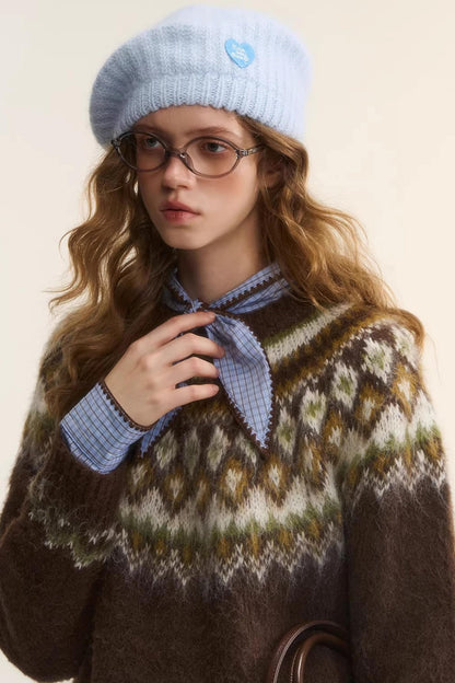 Shell Embroidery Plaid Shirt