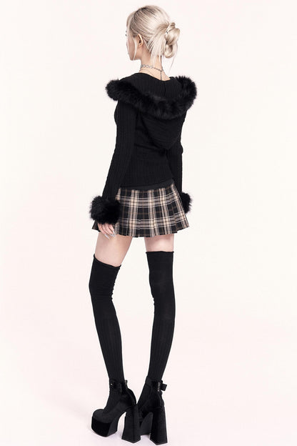 Detachable Fur Collar Hooded Top