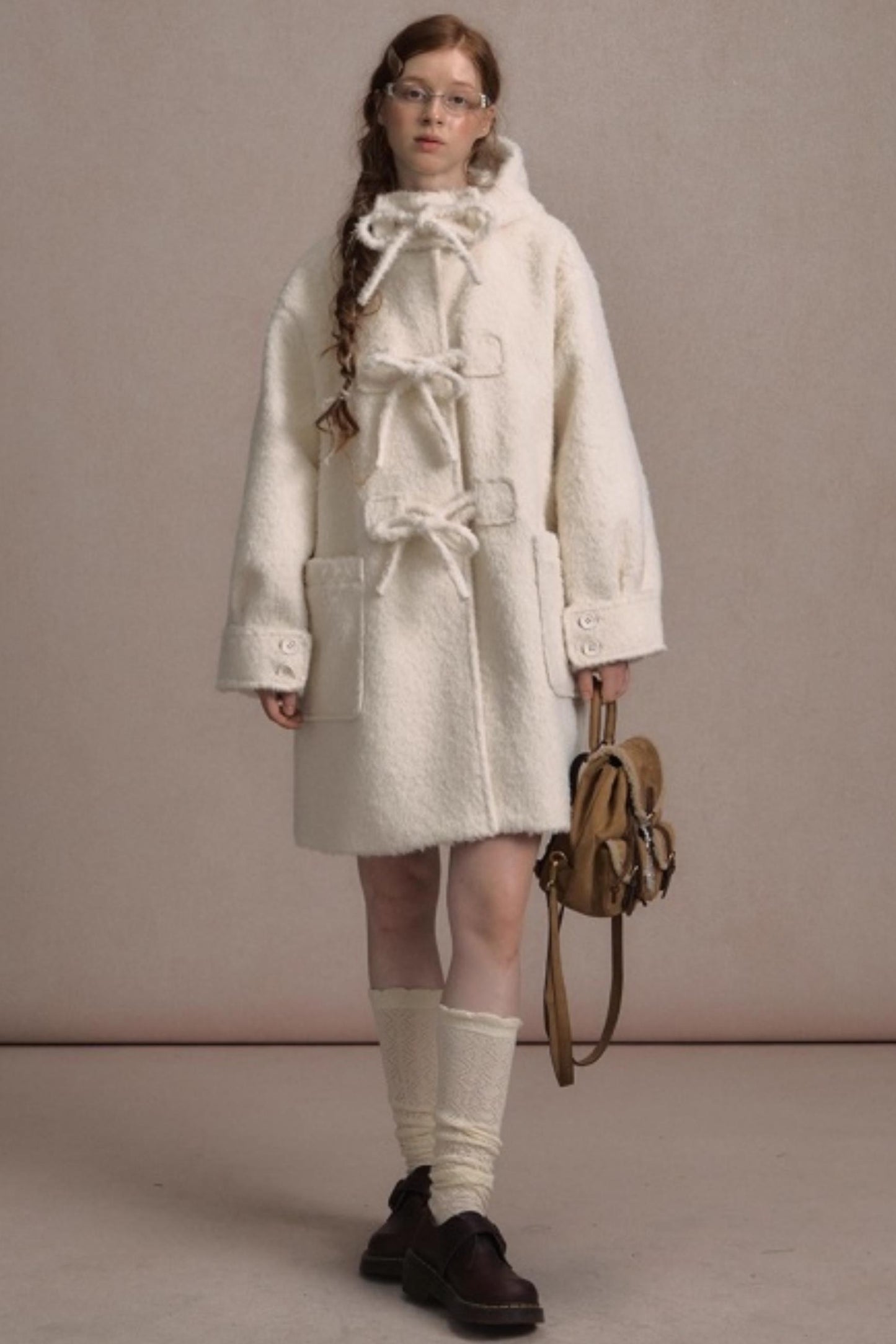 College Hooded Thick Woolen Jacket