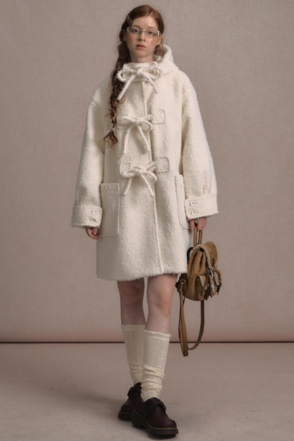 College Hooded Thick Woolen Jacket