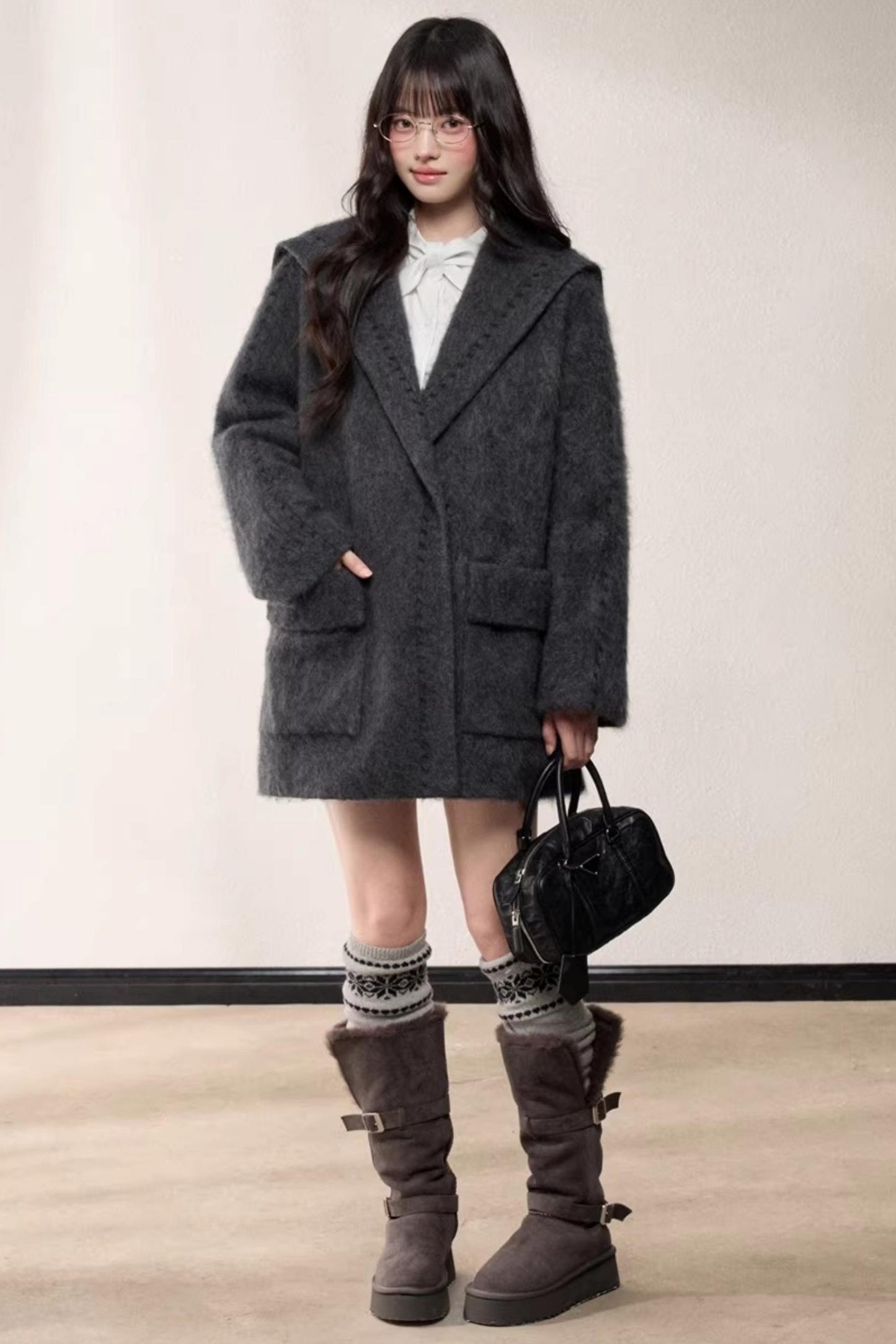 Elegant Woolen Shawl Coat