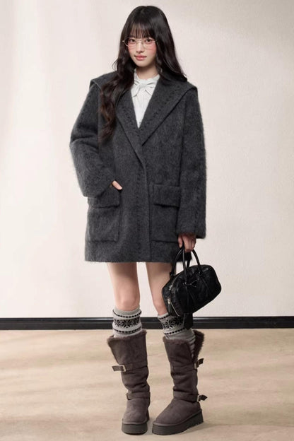 Elegant Woolen Shawl Coat